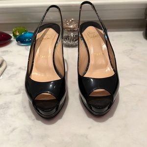 CHRISTIAN LOUBOUTIN | Patent Leather Slingback Platform Pumps